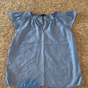 Ann Taylor Sky Blue Flutter Sleeve Blouse